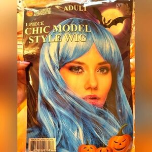 NIP Chic model style Bright Blue wig 15in adult
